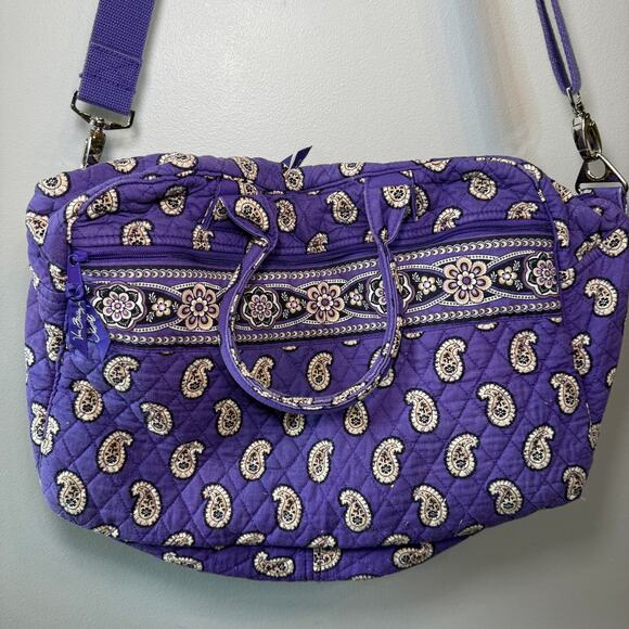 Vera Bradley Simply Violet Paisley Print Quilted Weekender Bag Travel Tote - Picture 10 of 10